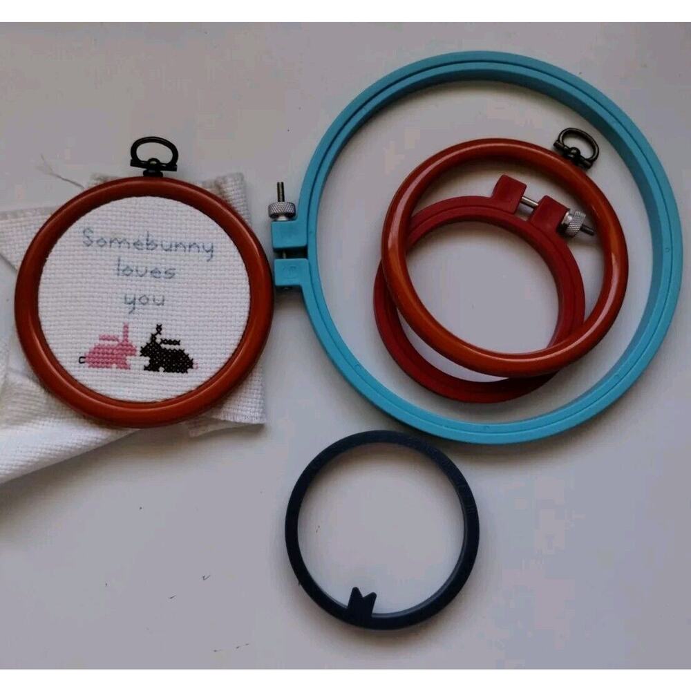 Mixed Lot of 2 Sewing Hoops and Frames - Plastic - Embroidery - Cross Stitch